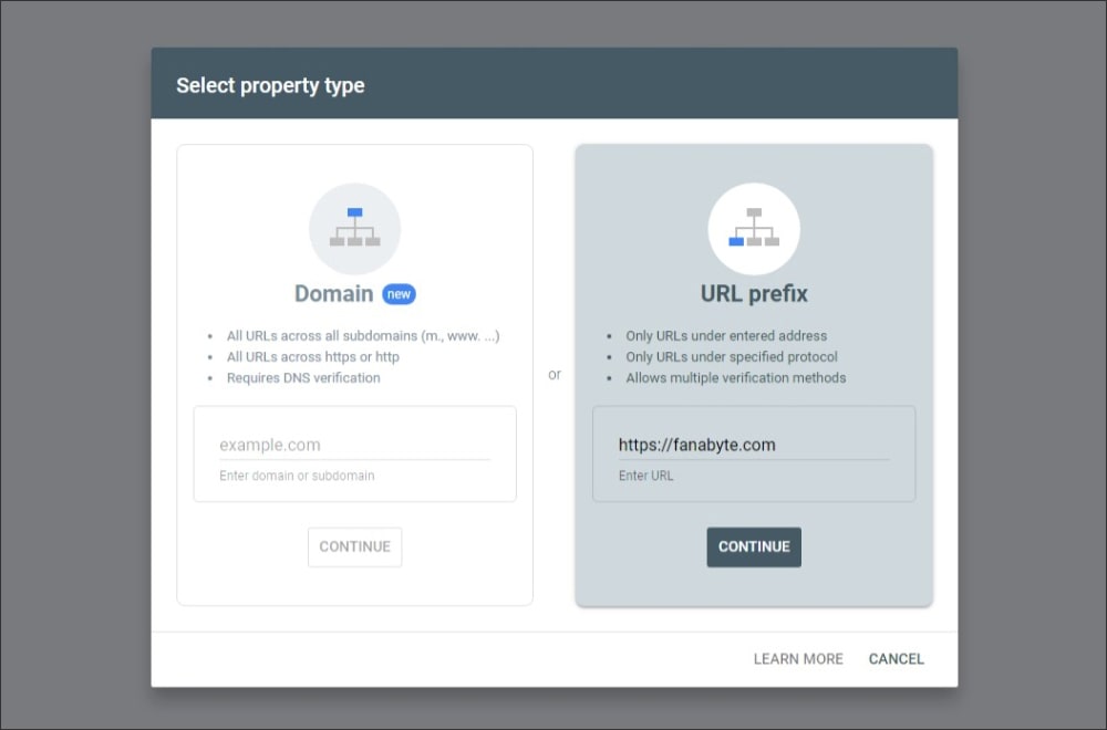 ثبت وبسایت از روش URL Prefix ثبت وبسایت از روش URL Perfix