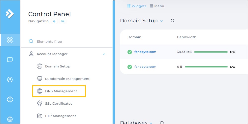 بخش DNS Managment کنترل پنل دایرکت ادمین بخش DNS Managment کنترل پنل دایرکت ادمین