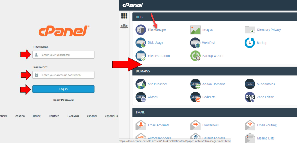 محیط صفحه اصلی و ورود پنل مدیریت هاست CPanel محیط صفحه اصلی و ورود پنل مدیریت هاست CPanel