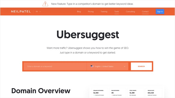 ابزار Ubersuggest ابزار Ubersuggest