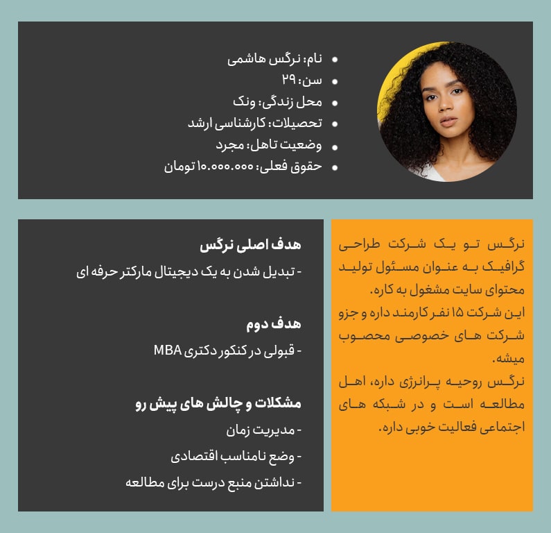 نمونه پرسونا تولید محتوا نمونه پرسونا تولید محتوا