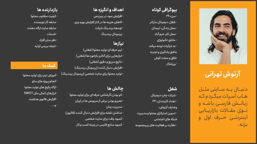 نمونه پرسونای مشتری در بازاریابی B2B نمونه پرسونای مشتری در بازاریابی B2B