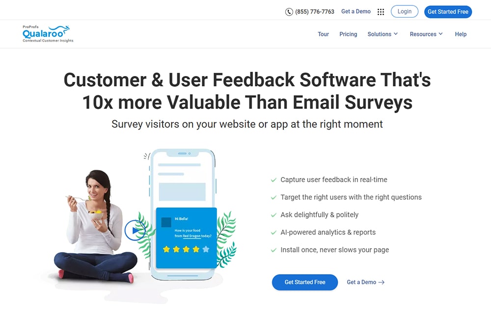 نمای صفحه اصلی وبسایت Qualaroo نمای صفحه اصلی وبسایت Qualaroo