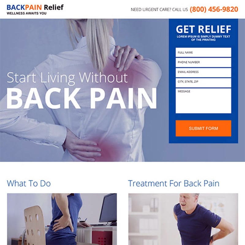نمای صفحه اصلی سایت BACKPAIN Relief نمای صفحه اصلی سایت BACKPAIN Relief