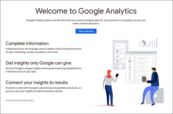 صفحه اصلی وبسایت Google Analytics صفحه اصلی وبسایت Google Analytics